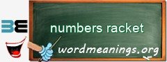 WordMeaning blackboard for numbers racket
